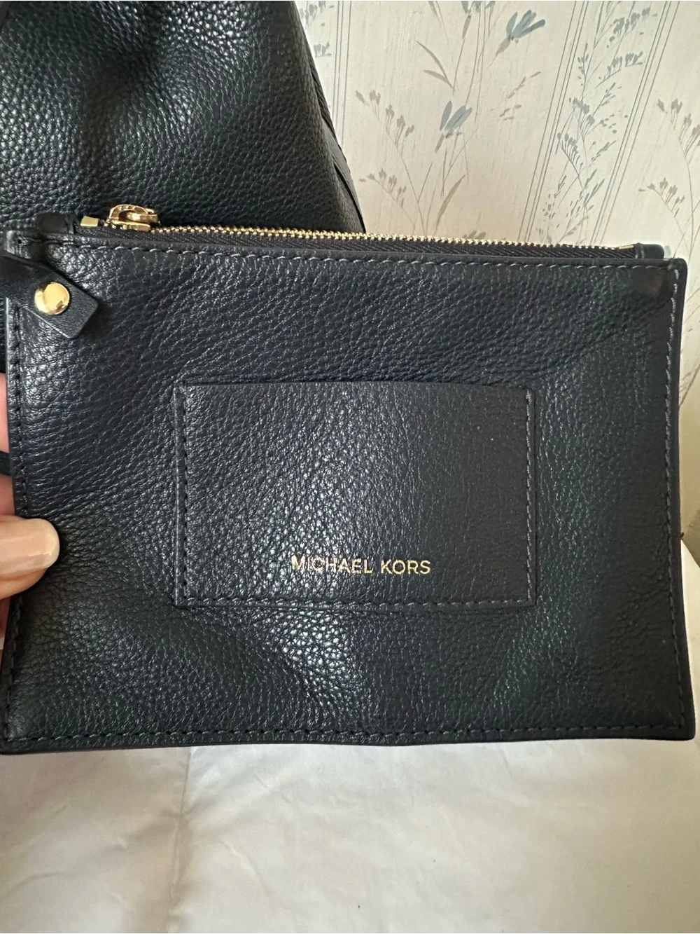 Michael Kors Navy Leather Bucket Bag with Pouch